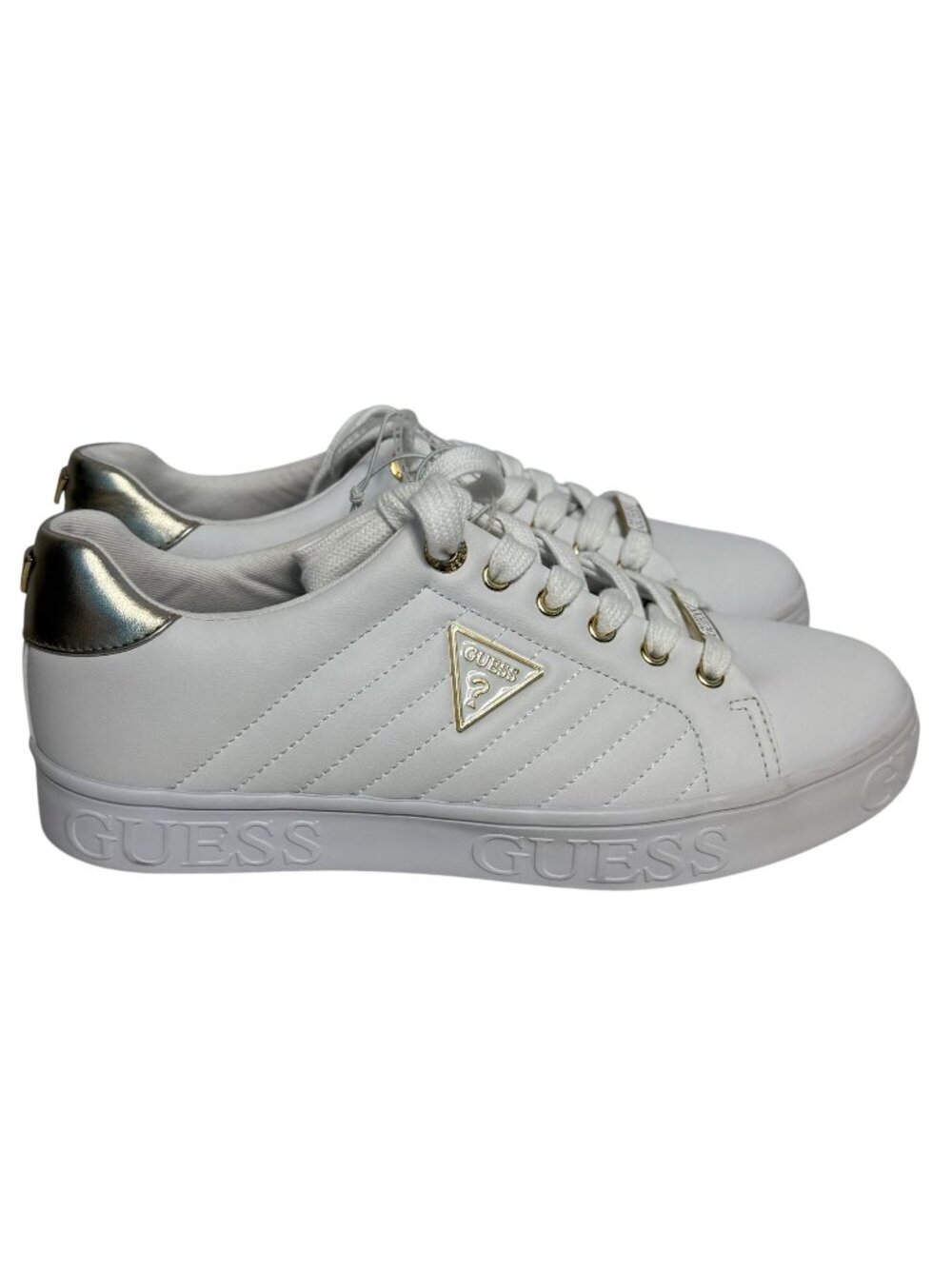 Guess Women's Sneakers White Gold Size 8 NWOT